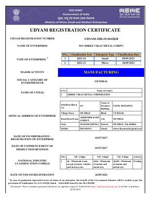 SVMC Udyam Registration